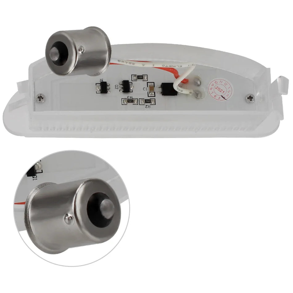 Numerio ženklų apšvietimas Renault Clio MK2, 18 LED, 12V veikimas, balta šviesa, skaidrus objektyvo korpusas