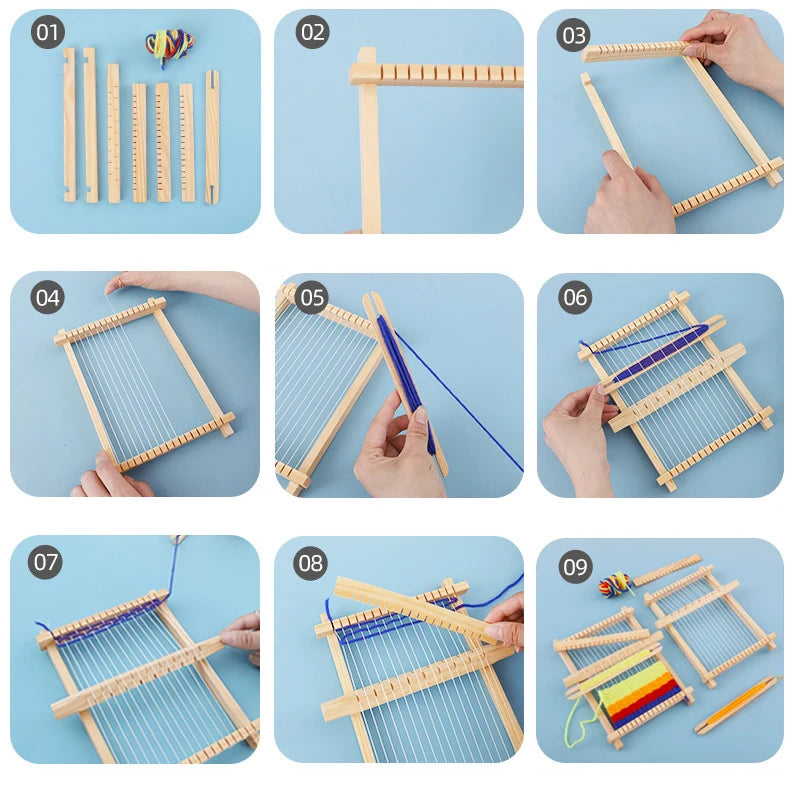 BOS10071 &ndash; Wooden DIY Weave Loom Kit For Kids Fine Motor