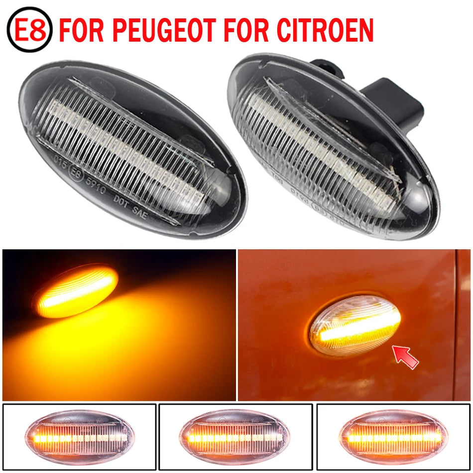 Lumină de semnalizare laterală LED dinamică pentru Peugeot 307, 206, 607, 407, 1007