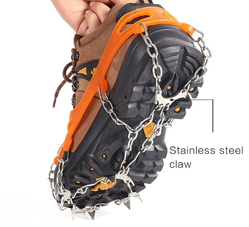 Corziky 10 Teeth Steel Ice Gripper Spikes for Shoes - Anti-Slip Crampons for Hiking and Climbing