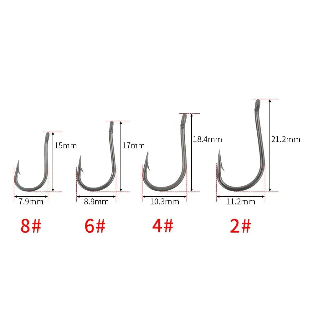 High Carbon Steel Micro Barbed Carp Hooks 50Pcs 2 4 6 8