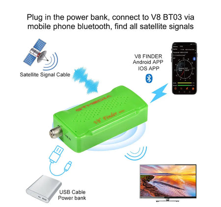 Woopker V8 SAT Finder BT03 Mini Satfinder Bluetooth DVB S / S2 Digital Signal Satellite Receiver
