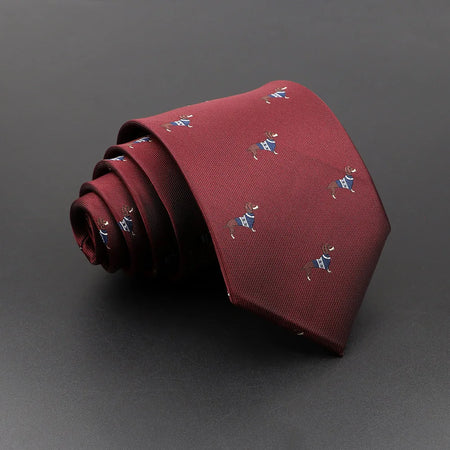 Men's Floral Tie with Brown Bear and Horse Print 5