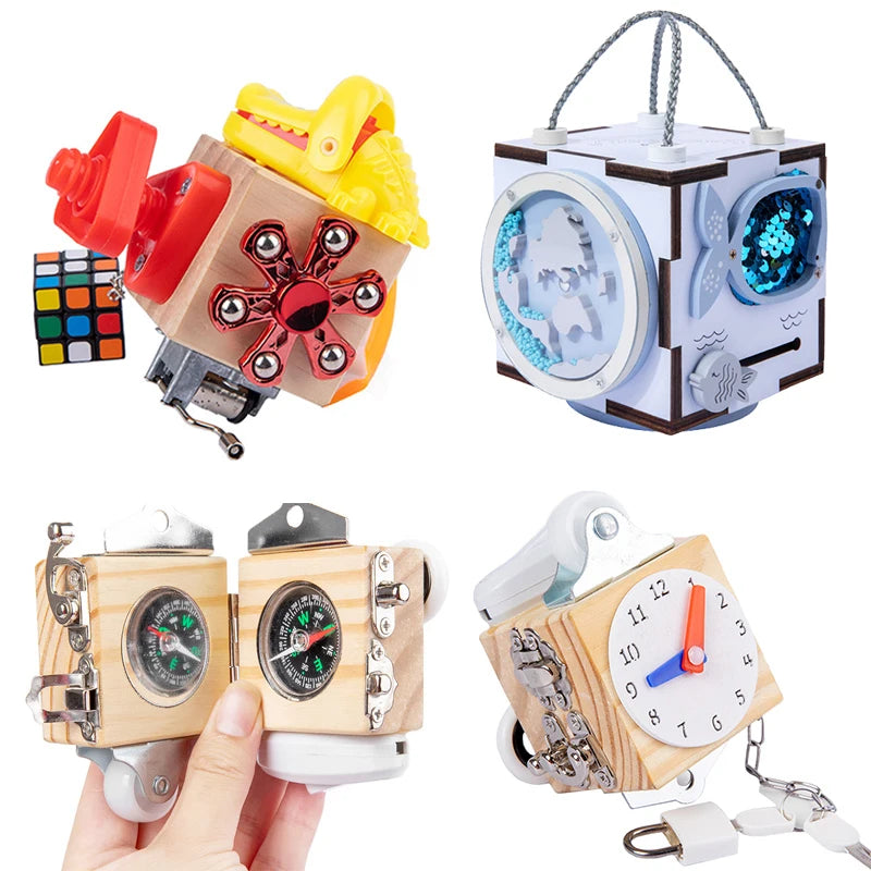 Montessori Busy Cube Wooden Toys &ndash; Fine Motor Training