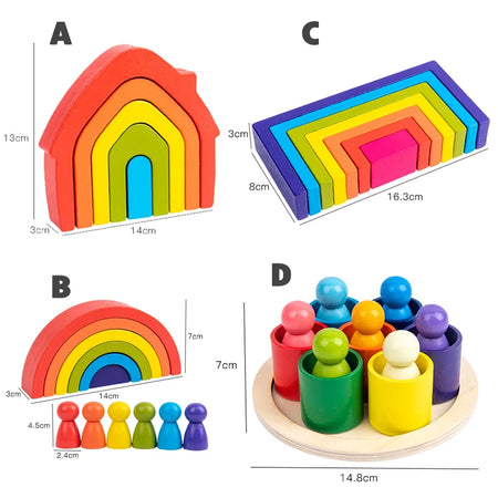 Wooden Rainbow Arched Building Blocks &ndash; Montessori Toy