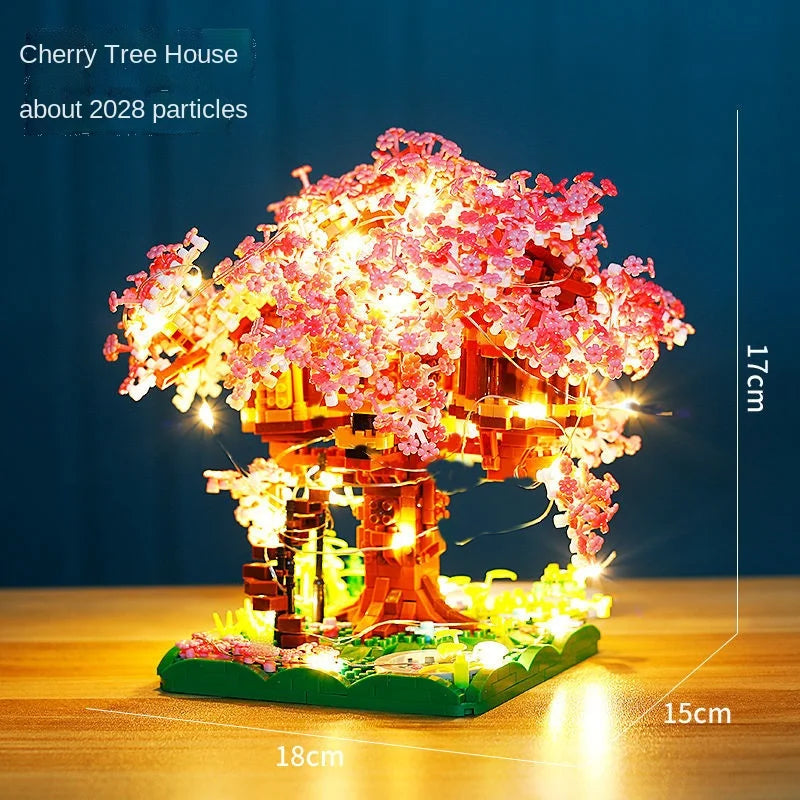 Building Blocks Mini Sakura Tree Set &ndash; Romantic Cherry Blossom Treehouse Model