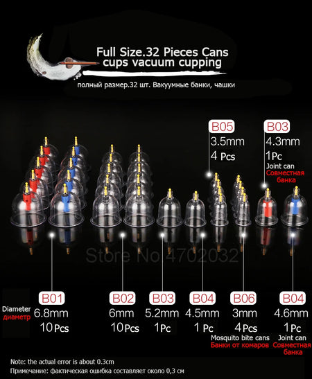 32pcs Massage Vacuum Cupping Therapy Set &ndash; Strong Suction