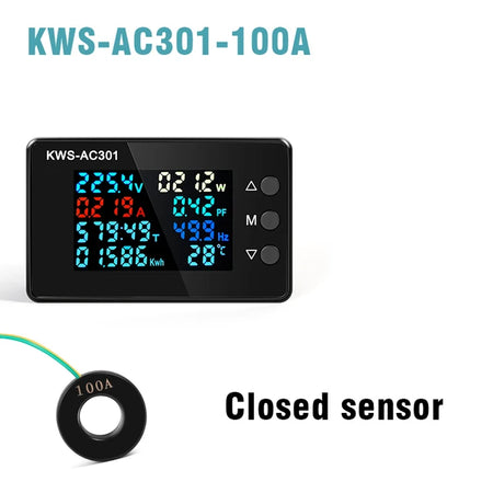 KWS-AC301 &ndash; 8 In 1 Digital Power Meter For 50-300V Range AC 100A Close