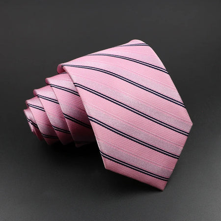 Men's 100% Silk Classic Striped Necktie for Business and Weddings 4