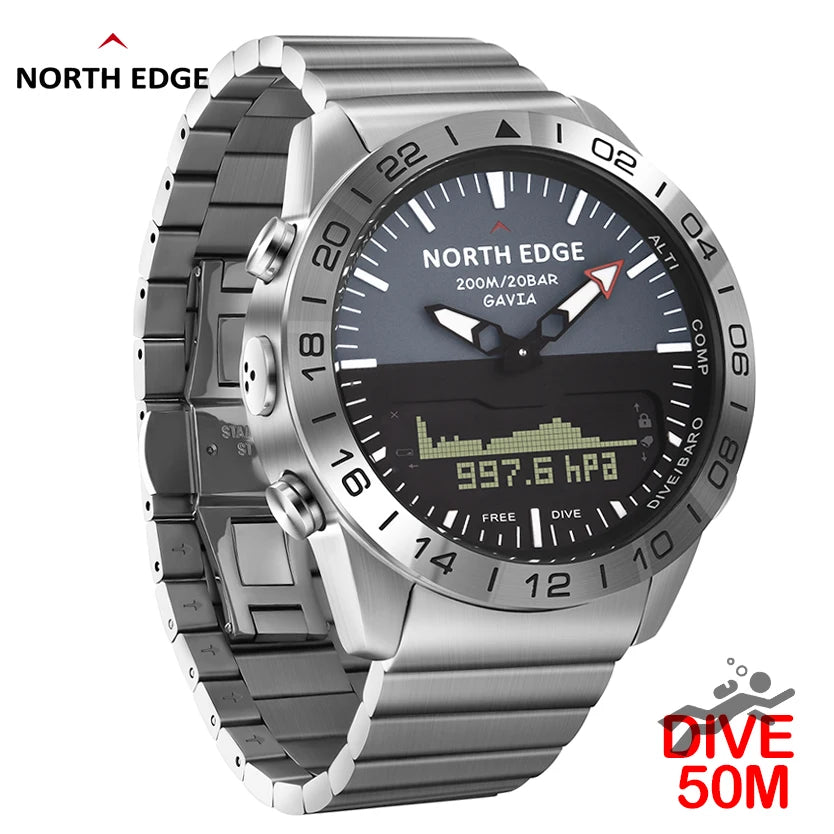 NORTH EDGE Mens Dive Watch &ndash; Luxury Full Steel Design with Waterproof Capability