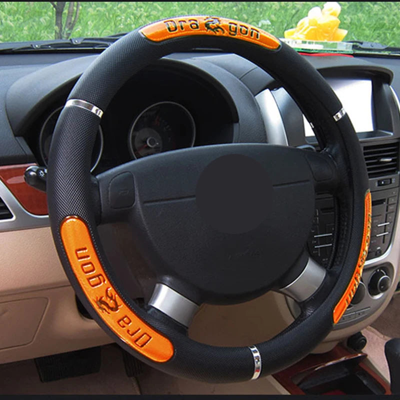 Coperți pentru Volan Auto cu Design Dragon, Piele Sintetică Reflectorizantă