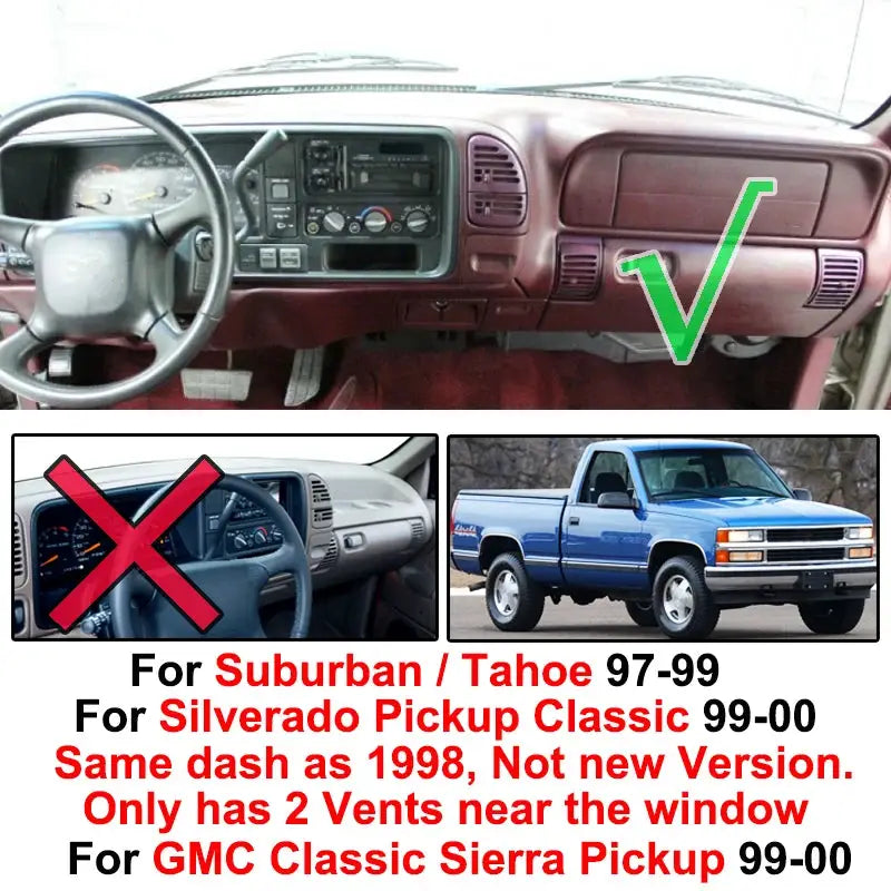 Xukey Dashboard Cover Dash Mat Dashmat For Chevrolet Silverado K1500 K2500 K3500 1997 1998 Dash Board Cover Pad Sun Shade Carpet by InterCyprus Trading Ltd