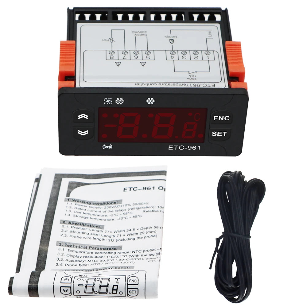 ETC-961 &ndash; 220V Thermostat Humidity Controller NTC Sensor