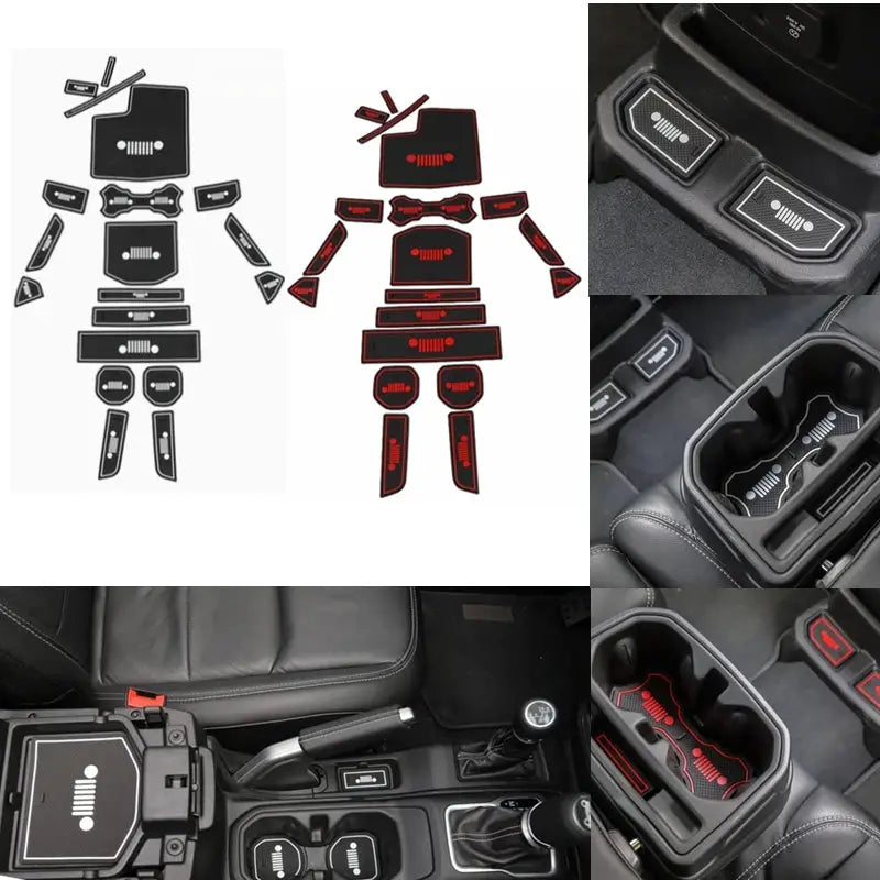 Rubber Red White Car Interior Gate Slot Pad Mat Cup Mat Decoration For Jeep Wrangler JL 2018 -2023 Car Styling Accessories by InterCyprus Trading Ltd