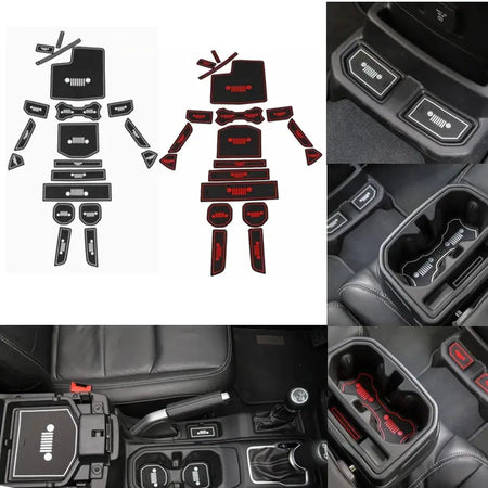 Rubber Red White Car Interior Gate Slot Pad Mat Cup Mat Decoration For Jeep Wrangler JL 2018 -2023 Car Styling Accessories by InterCyprus Trading Ltd
