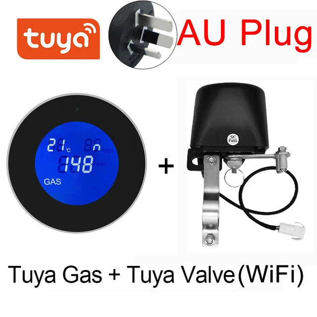 Tuya Wifi Natural Gas Alarm Sensor &ndash; LCD Temp Readout Gas AU add Valve
