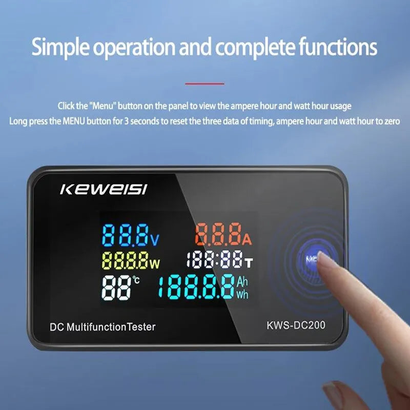 KWS-DC-200 Digital Voltmeter Ammeter 0-200V &ndash; Reset Function