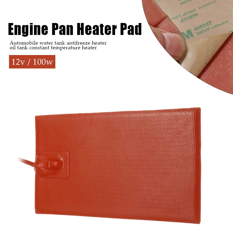 100W 12V Silicone And Alloy Engine Oil Heater Pad For Oil Pan And Sump Tank