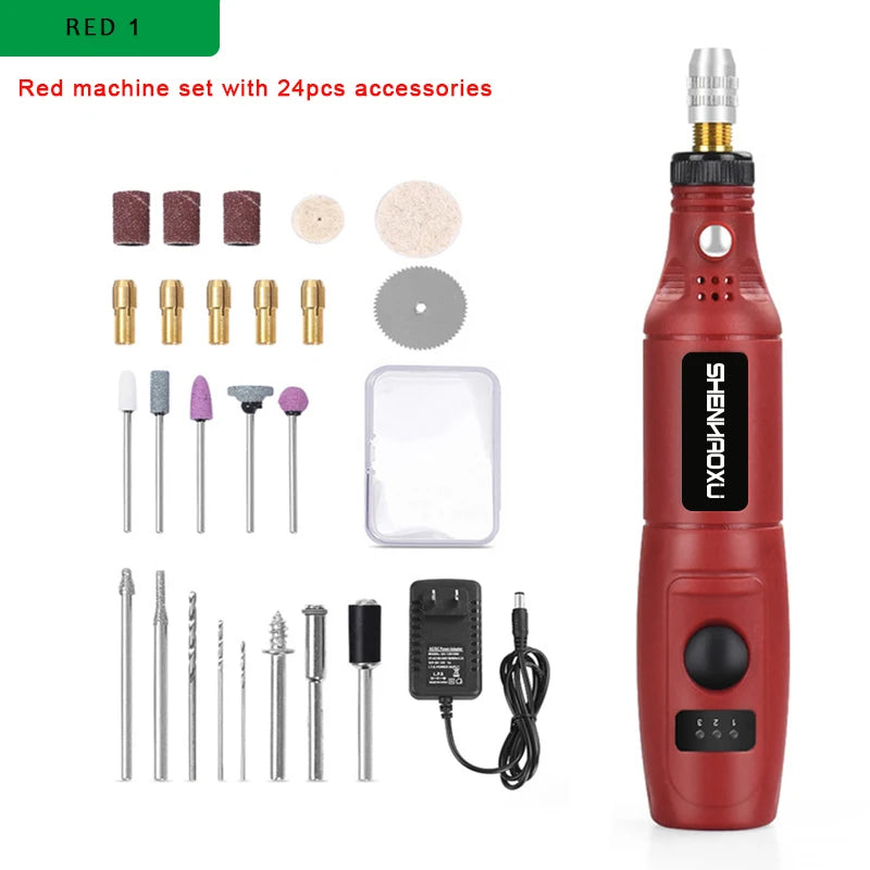 DONUMEH Mini Electric Drill &amp; Grinder Set with 3 Speed Options PSD-010-RED1 / us / CHINA