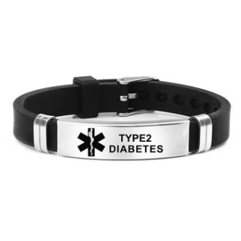 Medical Alert ID Bracelet &ndash; Laser Engraved for Diabetes Emergency TYPE 2 DIABETES
