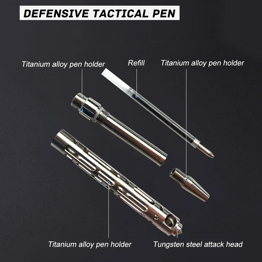Tungsten Steel Titanium TC4 Tactical Pen &ndash; Self Defense