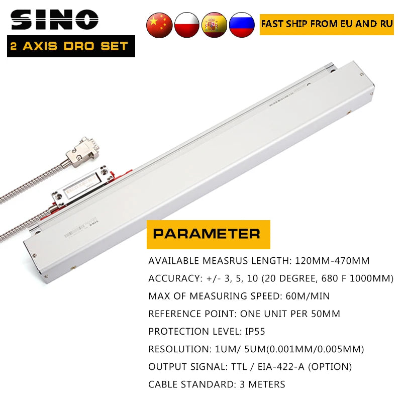 Оптическая линейная шкала 0.005мм для DRO токарного фрезерного станка TTL KA300 120-520мм