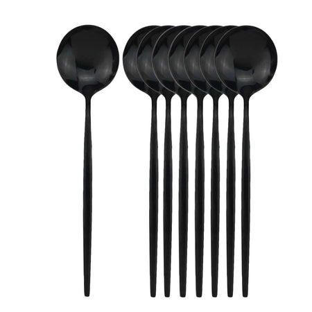 KNGZI 8Pcs Stainless Steel Dinnerware Set &ndash; Eco-Friendly Gold and Black Design