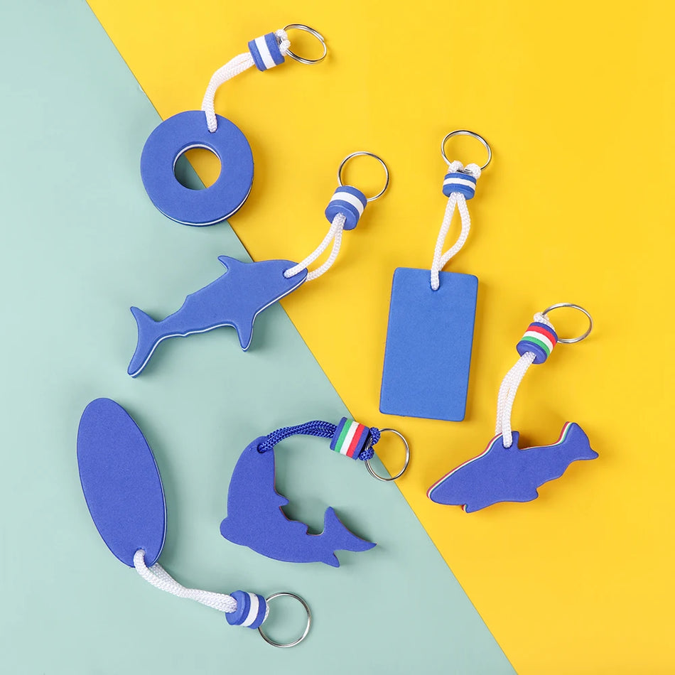 1PC Water Sports Floating Keychain Pendant Multi-shaped EVA Sponge Key Ring Sailing Rowing Inflatable Boats Yachting Accessory
