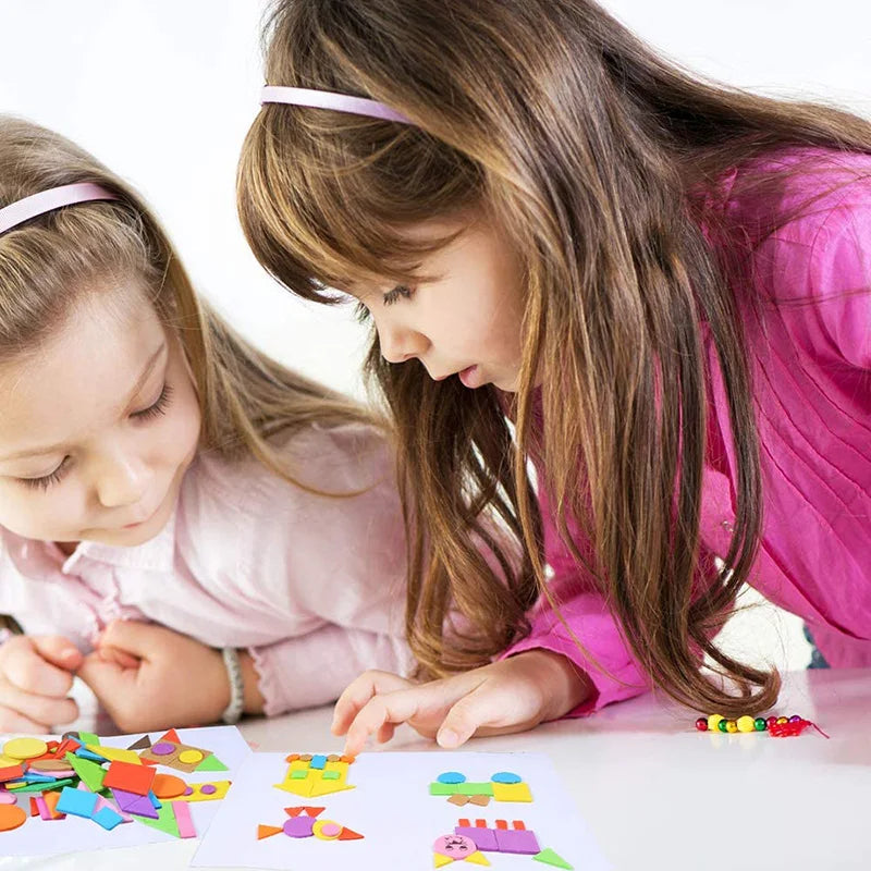 Colorful Self-Adhesive EVA Foam Geometry Puzzle Stickers | 400/200pcs Educational and DIY Arts &amp; Crafts Toy for Kids