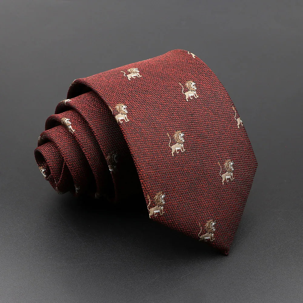 Men's Floral Tie with Brown Bear and Horse Print 7