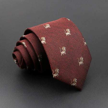 Men's Floral Tie with Brown Bear and Horse Print 7
