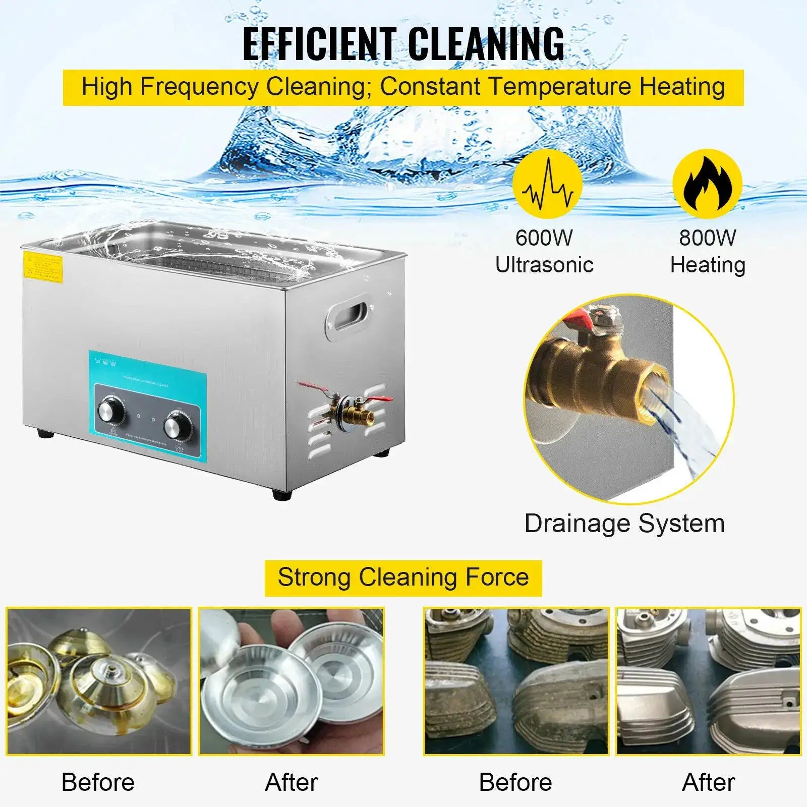Portable Ultrasonic Cleaner 2To30L Electric For Home Office
