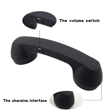 Wireless Retro Bluetooth Phone Handset - Stylish and Functional black