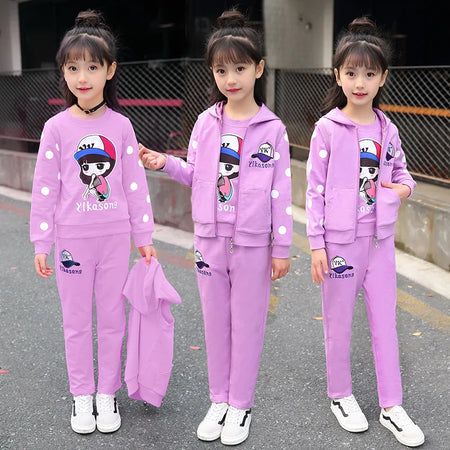 LYNMOLY Fashion Girls 3PCS Tracksuit Set &ndash; Vest, Coat &amp; Pants for Autumn Winter