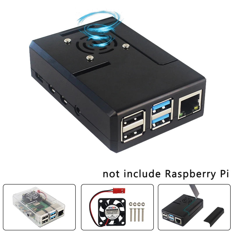 Raspberry Pi 4 Model B Case &ndash; Removable GPIO Cover with Cooling Fan
