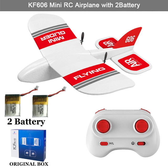 Hywiwine 2.4G Mini EPP Foam RC Drone - Indoor/Outdoor Electric Model Airplane 2 battery color box