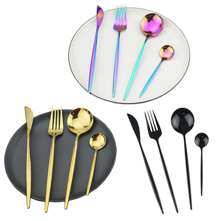 Gold Tableware Set &ndash; Elegant Mirror Finish 304 Stainless Steel