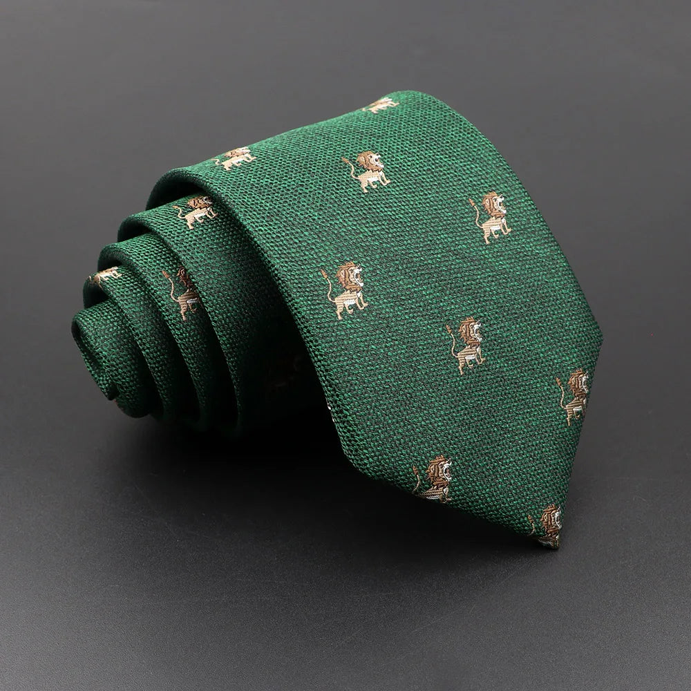 Men's Floral Tie with Brown Bear and Horse Print 6