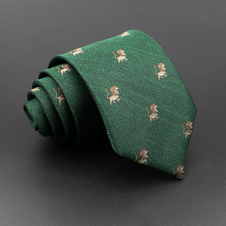 Men's Floral Tie with Brown Bear and Horse Print 6