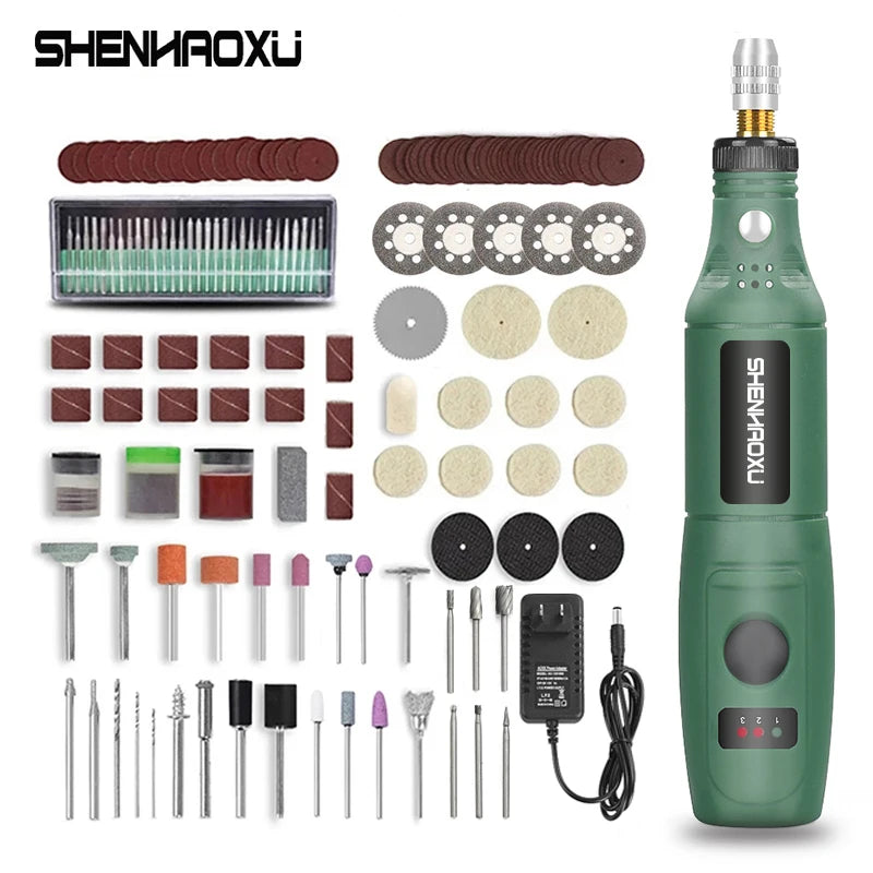 DONUMEH Mini Electric Drill &amp; Grinder Set with 3 Speed Options