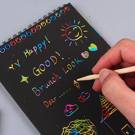 12 Sheets Rainbow Scratch Note Sketchbook &ndash; Scratch Art Fun