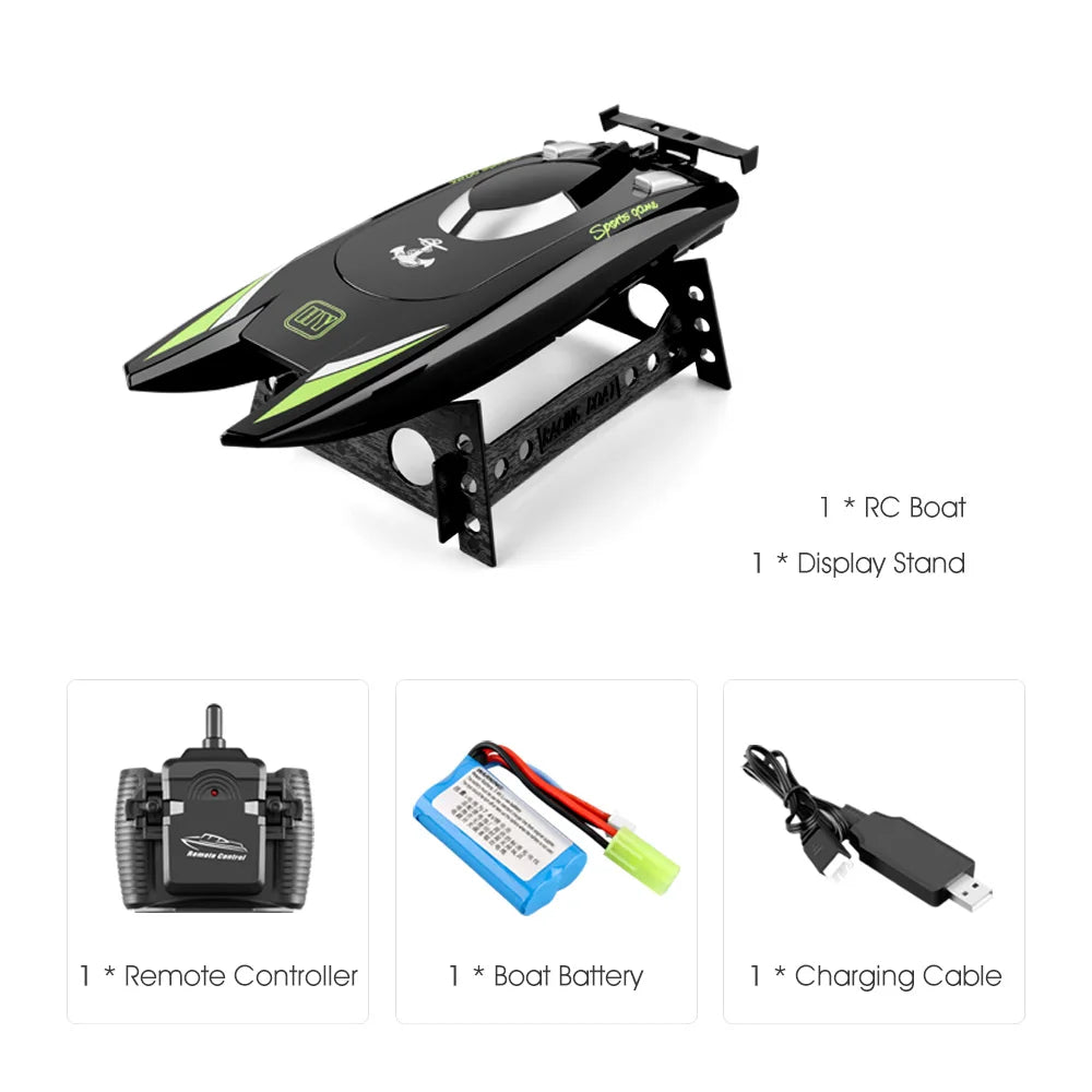 30Km/h Racing Boat 2.4G RC &ndash; Dual Motor 20Min Runtime BLACK