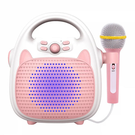 Bluetooth Kids Music Player &ndash; Fun Karaoke Experience with LED Lights Pink
