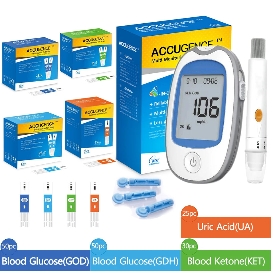 4 in 1 Home Medical Multifunction Blood Glucose Meter &ndash; Accurate Blood Sugar and Ketone Testing
