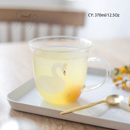 Creative Killer Whale Glass Mug 350ml - Heat Resistant Crown Swan 370ml / 280-500ml