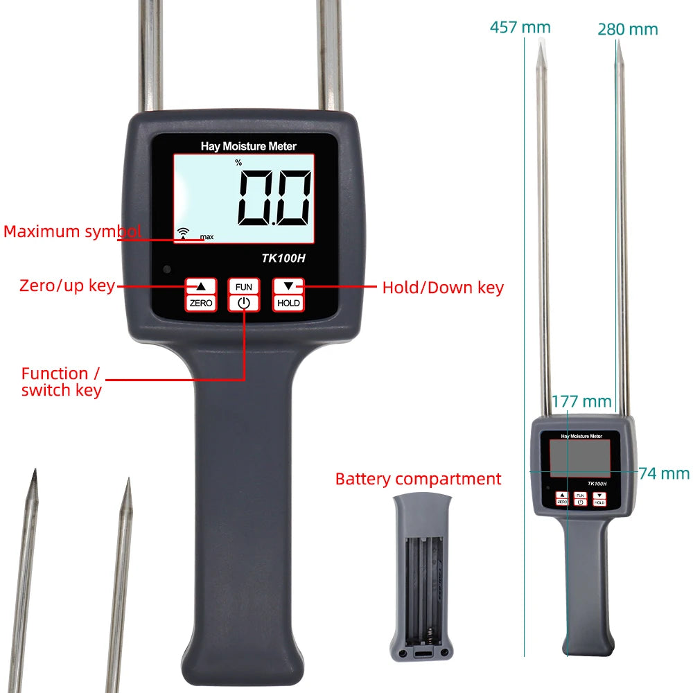 TK100H Handheld Hay Moisture Meter &ndash; High Accuracy 0-80 RH