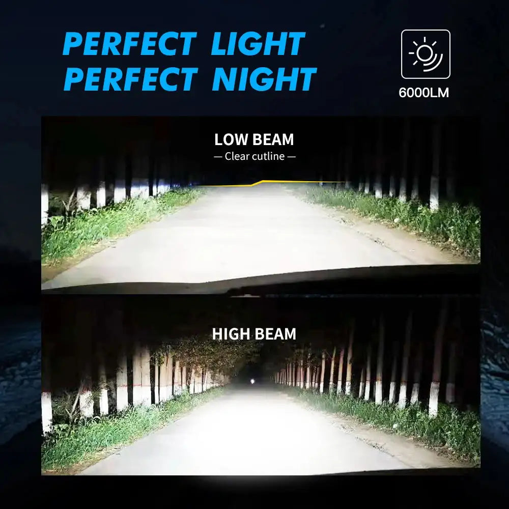 Bevinsee Universal LED Headlight Bulbs Hi Lo 12V 6000LM