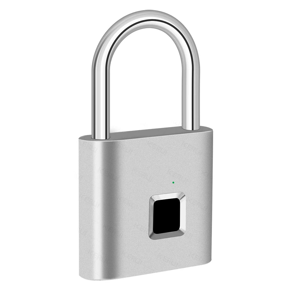 KERUI Smart Fingerprint Padlock Waterproof Zinc Alloy Biometric Padlocks With Buit-in Rechargeable Battery Door Lock Silver
