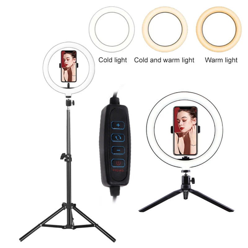 LEAFILLIGHT LED Ring Light with Tripod Stand &amp; Phone Holder for Selfies and Videos