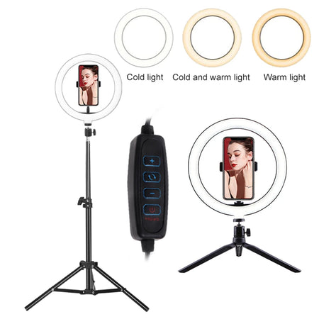 LEAFILLIGHT LED Ring Light with Tripod Stand &amp; Phone Holder for Selfies and Videos